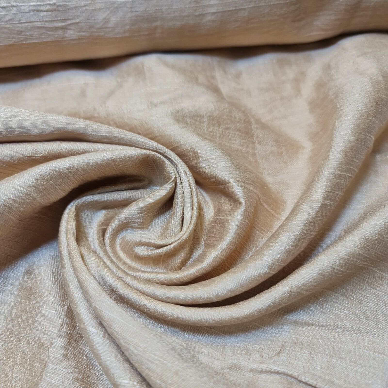 Plain Slub Faux Dupion Raw Silk Fabric – 100% Polyester – 44