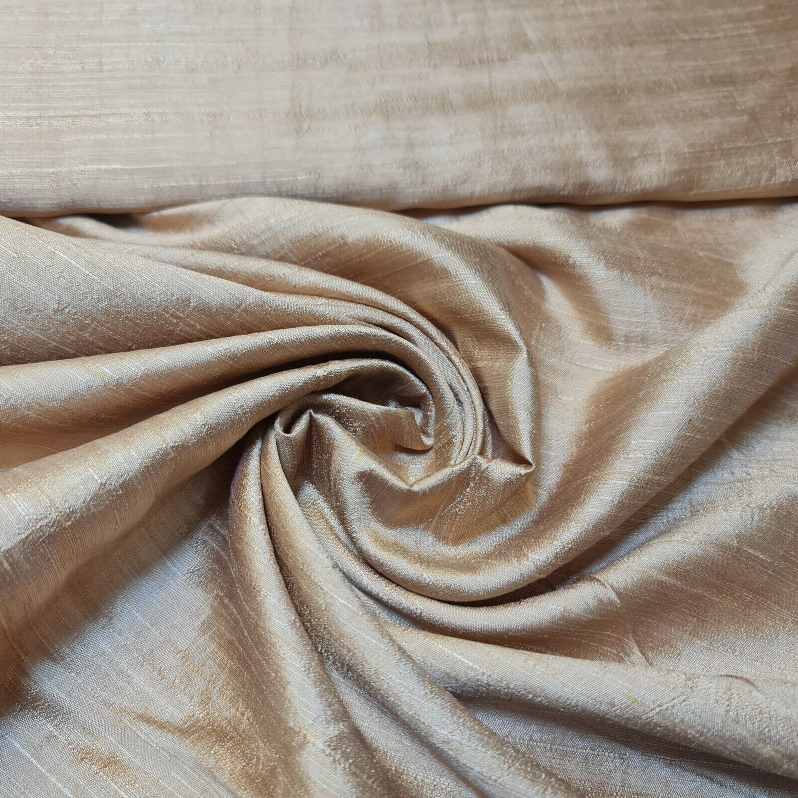 Plain Slub Faux Dupion Raw Silk Fabric – 100% Polyester – 44