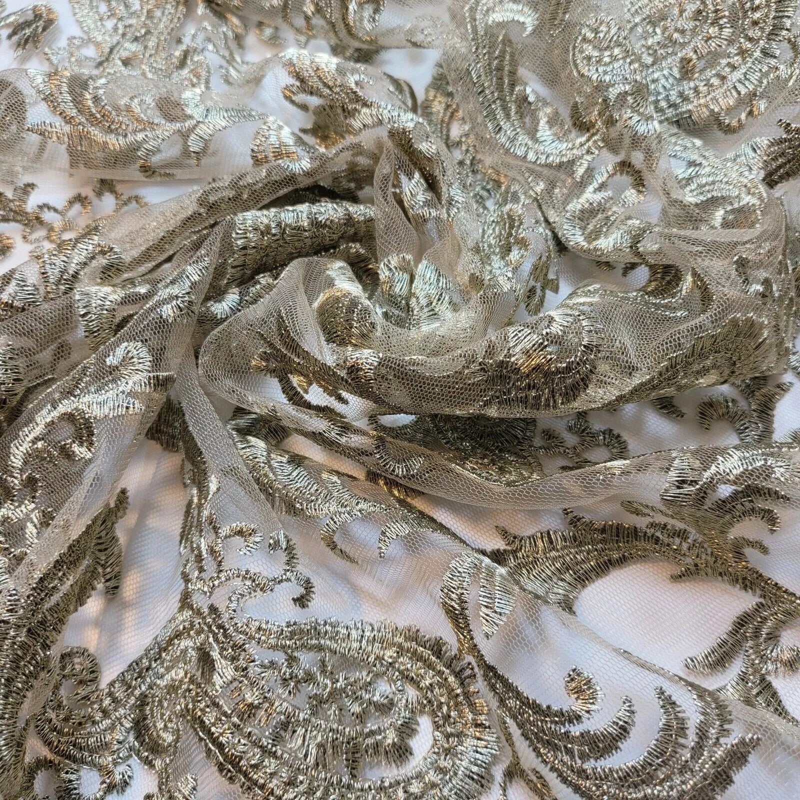 Paisley Embroidered Mesh Net Fabric – 58