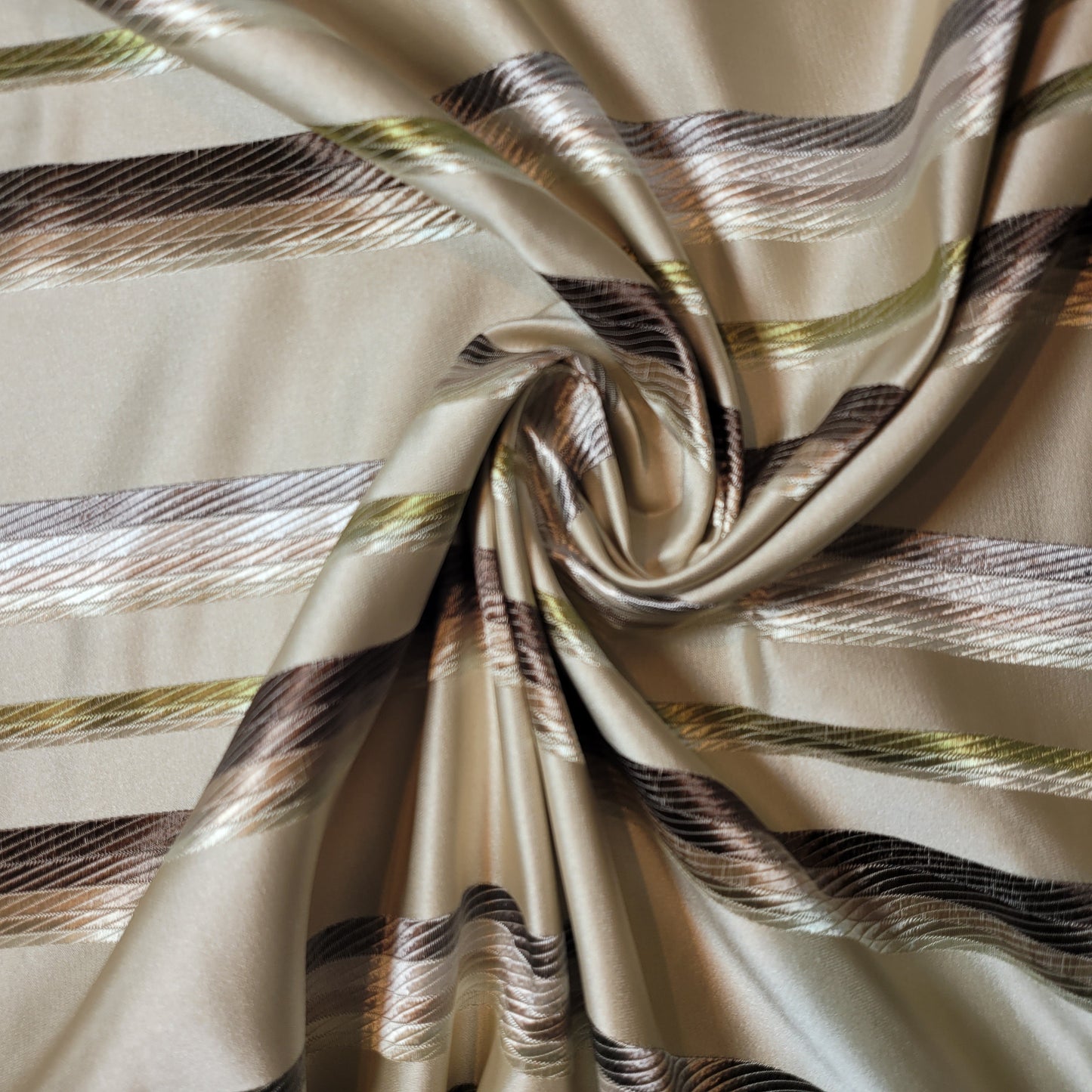 Geometric Stripes & Tartan Chenille Tapestry-Inspired Curtain & Upholstery Fabric – Medium to Heavyweight, 58" Wide (Gold Satin Jacquard Stripe)