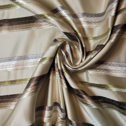 Geometric Stripes & Tartan Chenille Tapestry-Inspired Curtain & Upholstery Fabric – Medium to Heavyweight, 58" Wide (Gold Satin Jacquard Stripe)