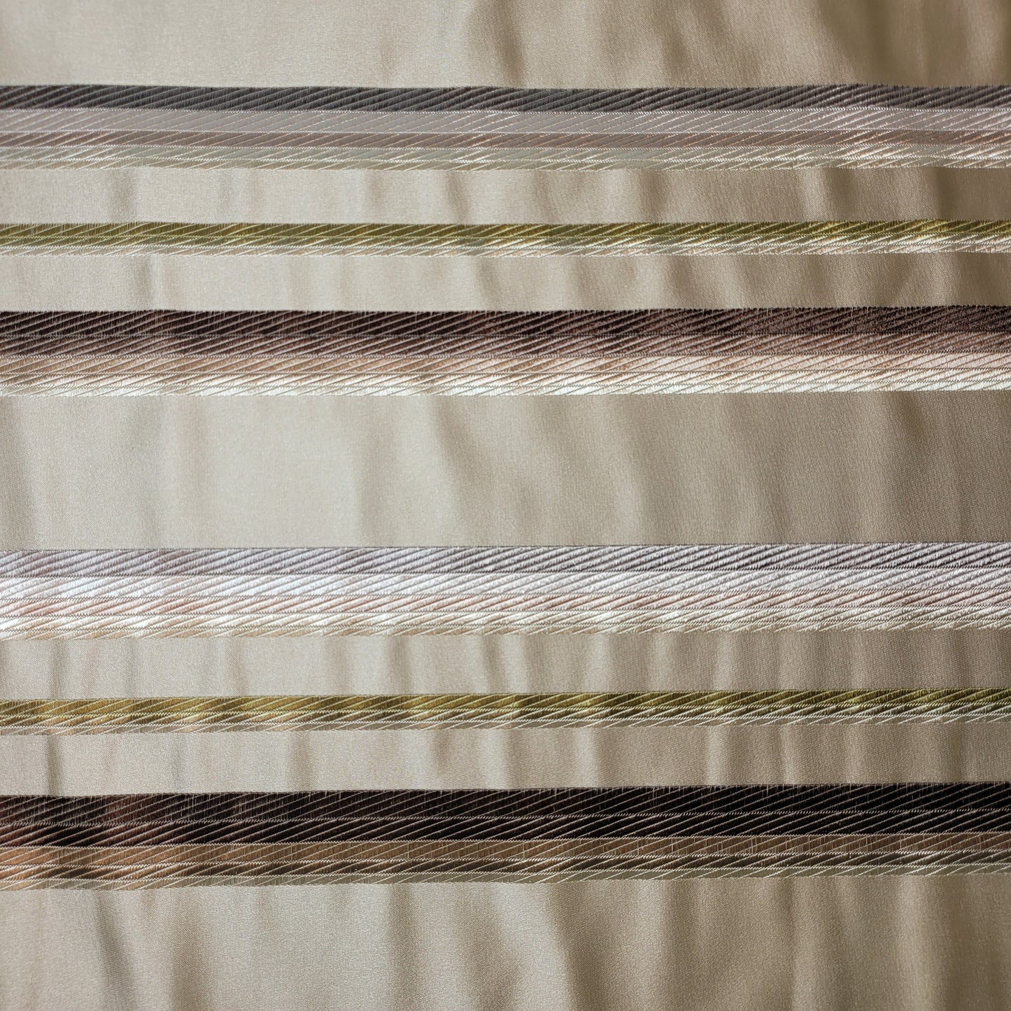 Geometric Stripes & Tartan Chenille Tapestry-Inspired Curtain & Upholstery Fabric – Medium to Heavyweight, 58" Wide (Gold Satin Jacquard Stripe)