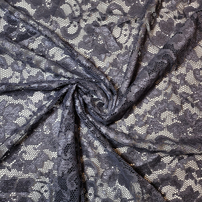 Floral Bridal Lace Fabric – 58" Wide Polyester Mesh & Elastane Blend Dress Material by the Meter