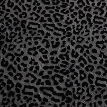 Black Leopard Flock Mesh Fabric 58” Wide By The Metre