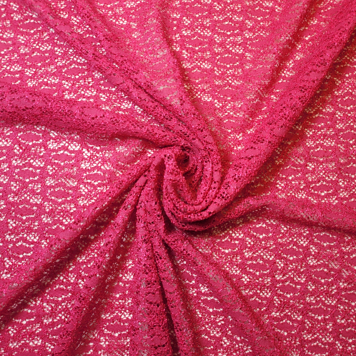 Hot Pink Corded  Floral Stretch Floral Bridal Lace Fabric Polyester Mesh Elastane Blend Dress Material 58" By The Meter