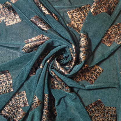 Leopard Foil ITY Lycra Elastane Fabric – 58" Wide Dress & Craft Material by the Meter