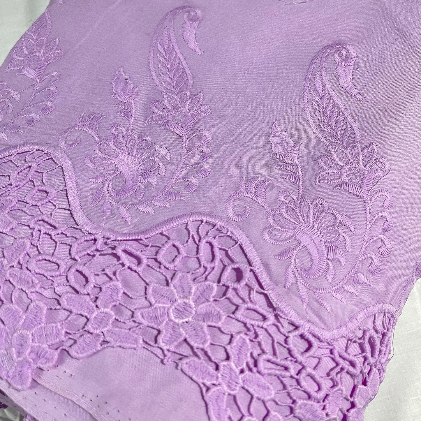 Cotton Floral Embroidery Fabric Lace Broderie Anglaise Dress Craft Material 44"