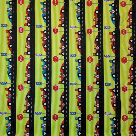 Soft 100% Cotton Floral Fabric for Kids’ Sewing and Quilting – 44" Wide, Perfect for Dresses and Crafts (Lime F1 Cars)