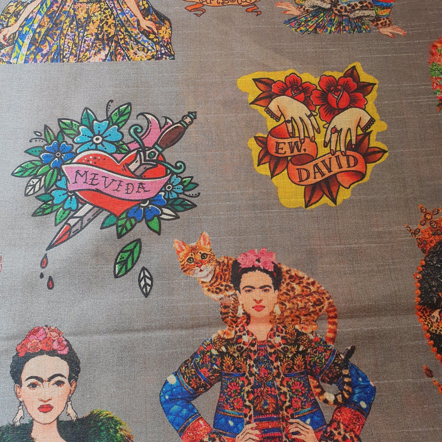 Polyester Faux Raw Silk Digital Print Fabric – 44" Wide Floral, Abstract & Frida Kahlo Inspired Dress, Craft & Quilting