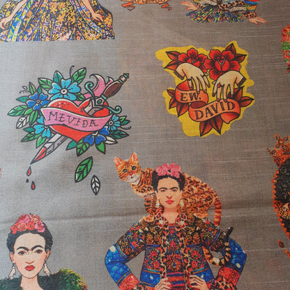 Polyester Faux Raw Silk Digital Print Fabric – 44" Wide Floral, Abstract & Frida Kahlo Inspired Dress, Craft & Quilting