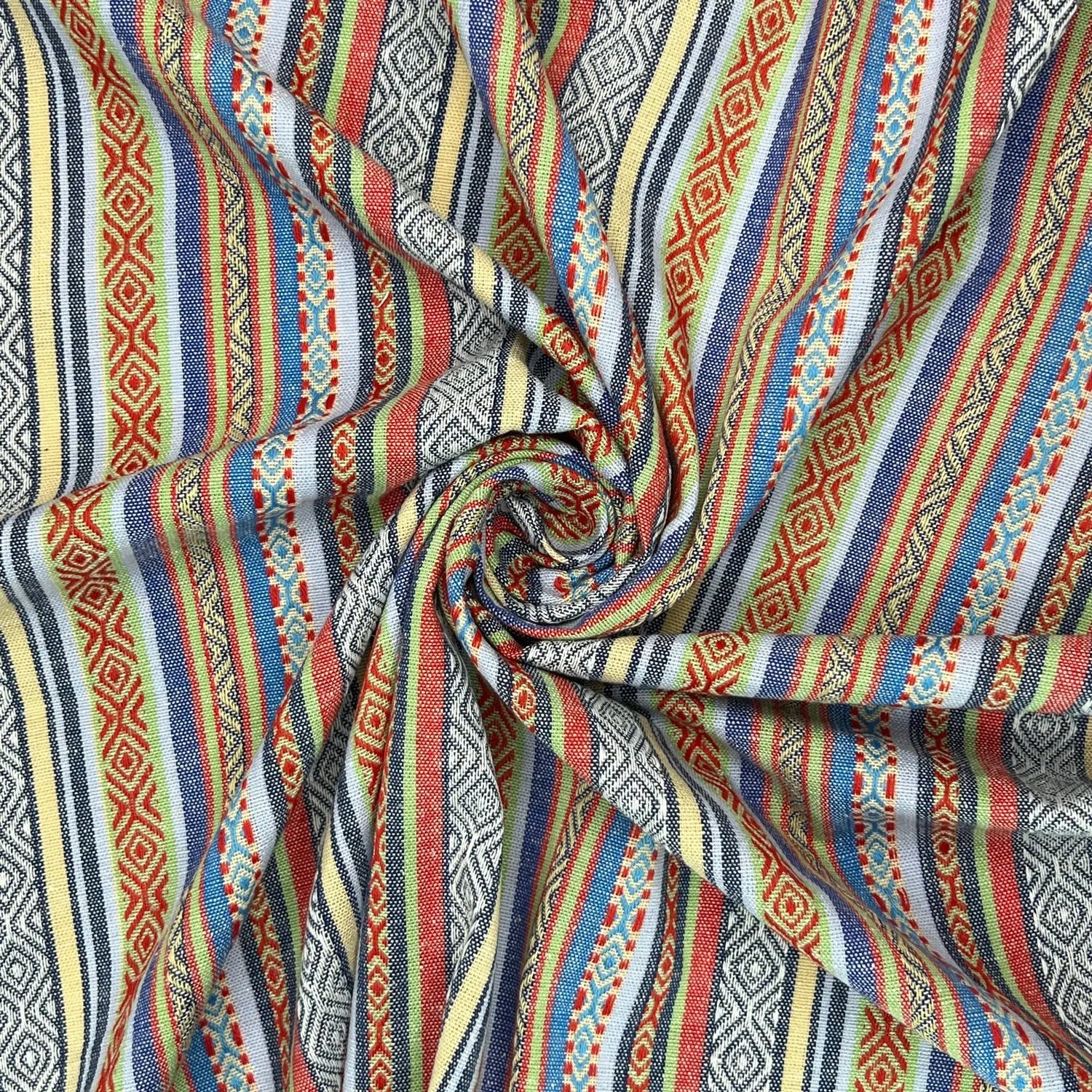 Mexicana Tapestry Stripe Fabric | Colour Woven Tapestry 142cm Wide – 15M Roll