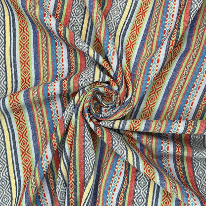 Mexicana Tapestry Stripe Fabric | Colour Woven Tapestry 142cm Wide – 15M Roll