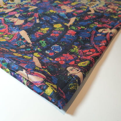 Polyester Faux Raw Silk Digital Print Fabric – 44" Wide Floral, Abstract & Frida Kahlo Inspired Dress, Craft & Quilting
