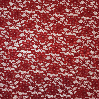 Floral Bridal Lace Fabric – 58" Wide Polyester Mesh & Elastane Blend Dress Material by the Meter