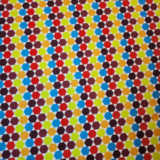 Soft 100% Cotton Floral Fabric for Kids’ Sewing and Quilting – 44" Wide, Perfect for Dresses and Crafts (Multi Hexagons #3)