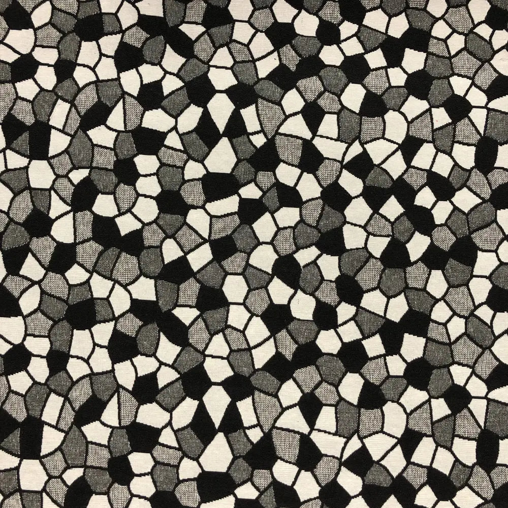 New World Tapestry Black & White Fabric | Luxury Cotton Rich Tapestry 55" (140cm) Wide – 15M Roll
