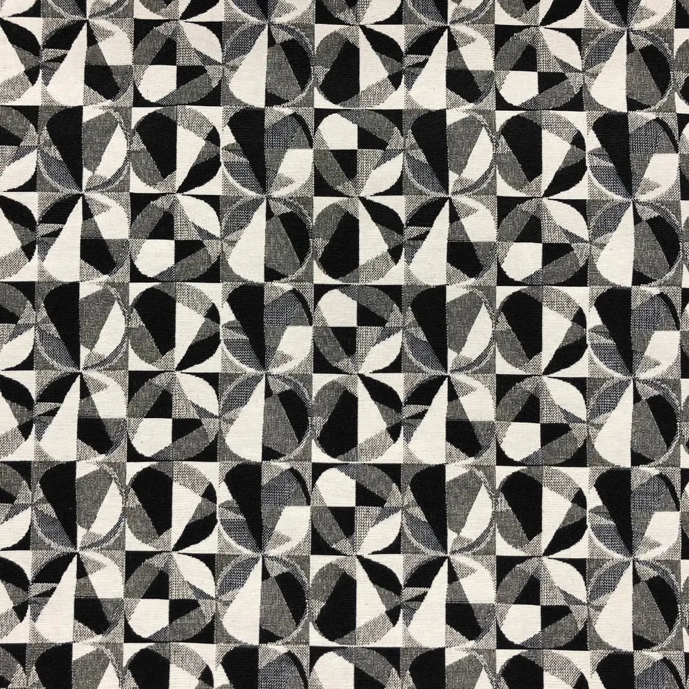 New World Tapestry Black & White Fabric | Luxury Cotton Rich Tapestry 55" (140cm) Wide – 15M Roll