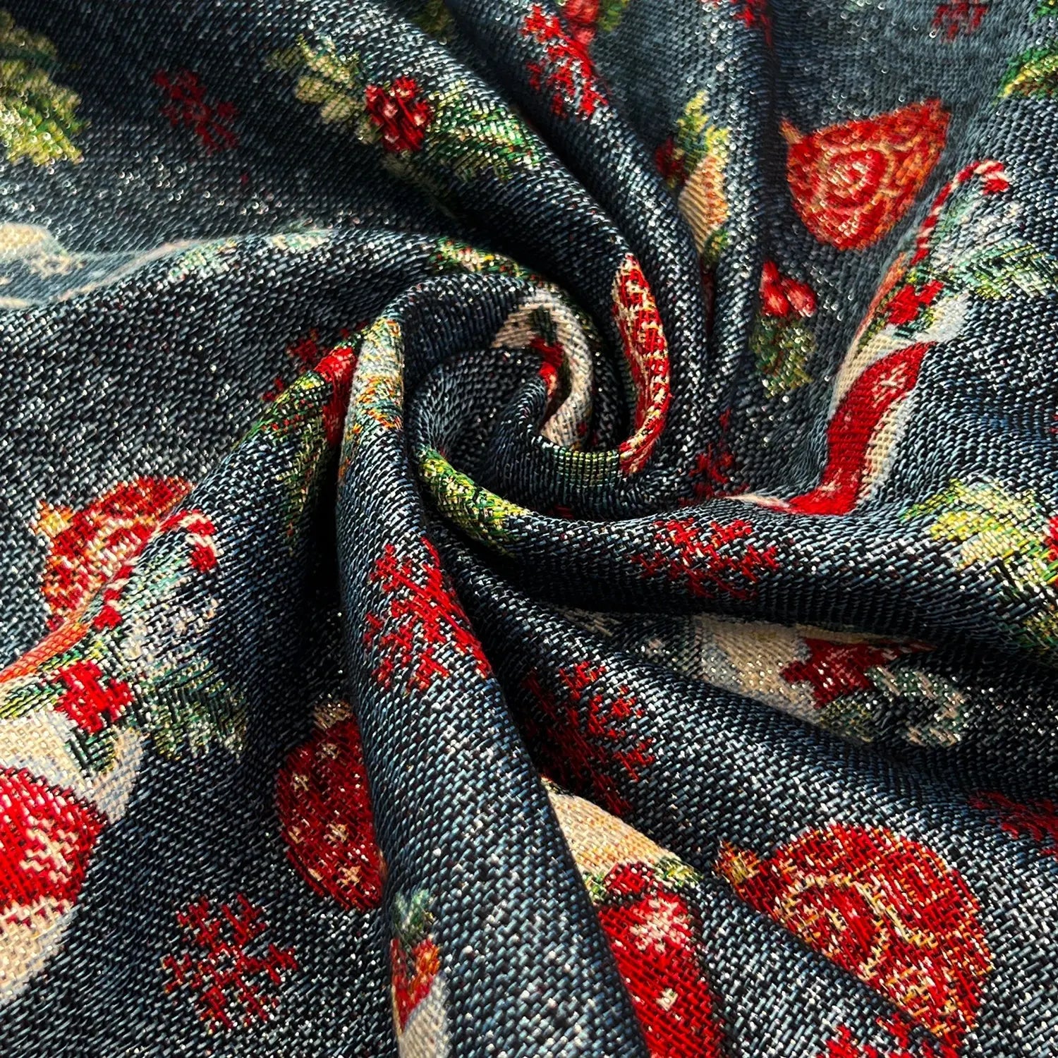 Luxury Cotton Rich Tapestry Fabric with Lurex Yarn – 55" (140cm) Wide Upholstery & Curtain Material – 15M Roll