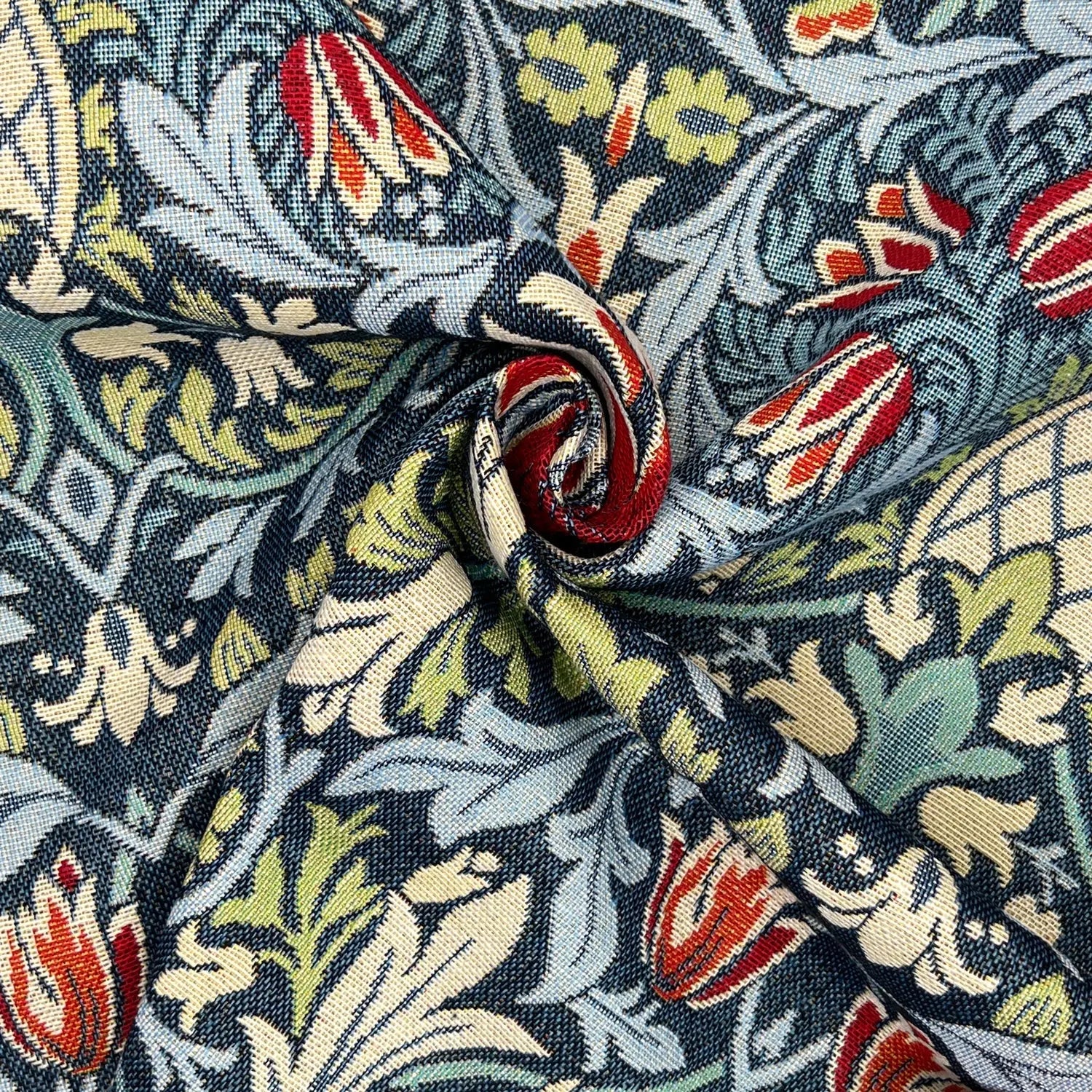 William Morris Tapestry Fabric – Luxury Cotton Rich Side-Matching 55" (140cm) Wide – 15M Roll