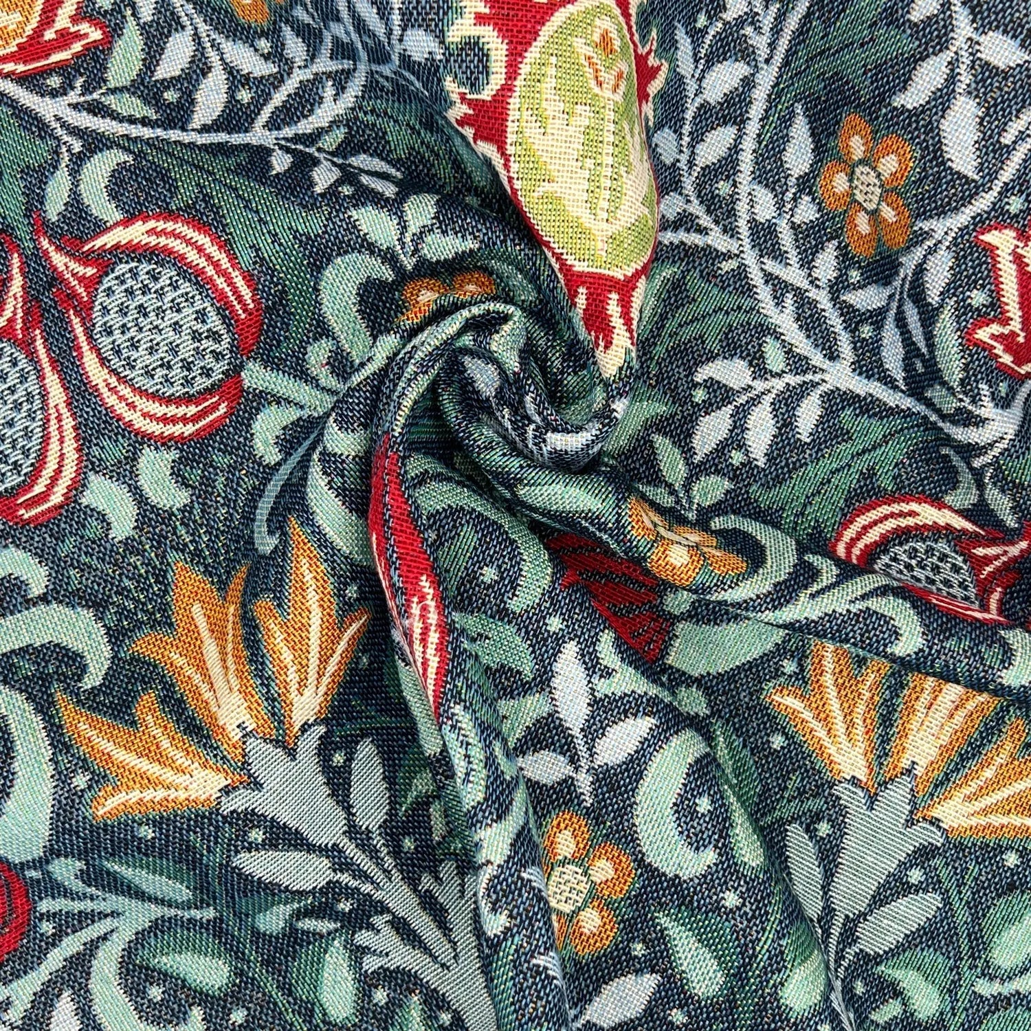 William Morris Tapestry Fabric – Luxury Cotton Rich Side-Matching 55
