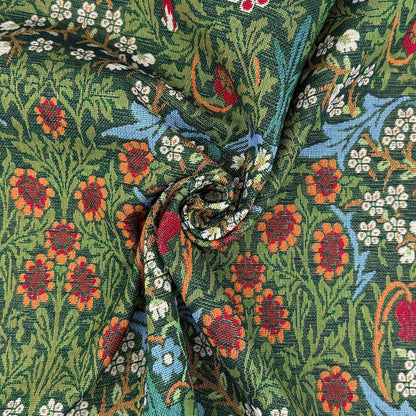 William Morris Tapestry Fabric – Luxury Cotton Rich Side-Matching 55" (140cm) Wide – 15M Roll