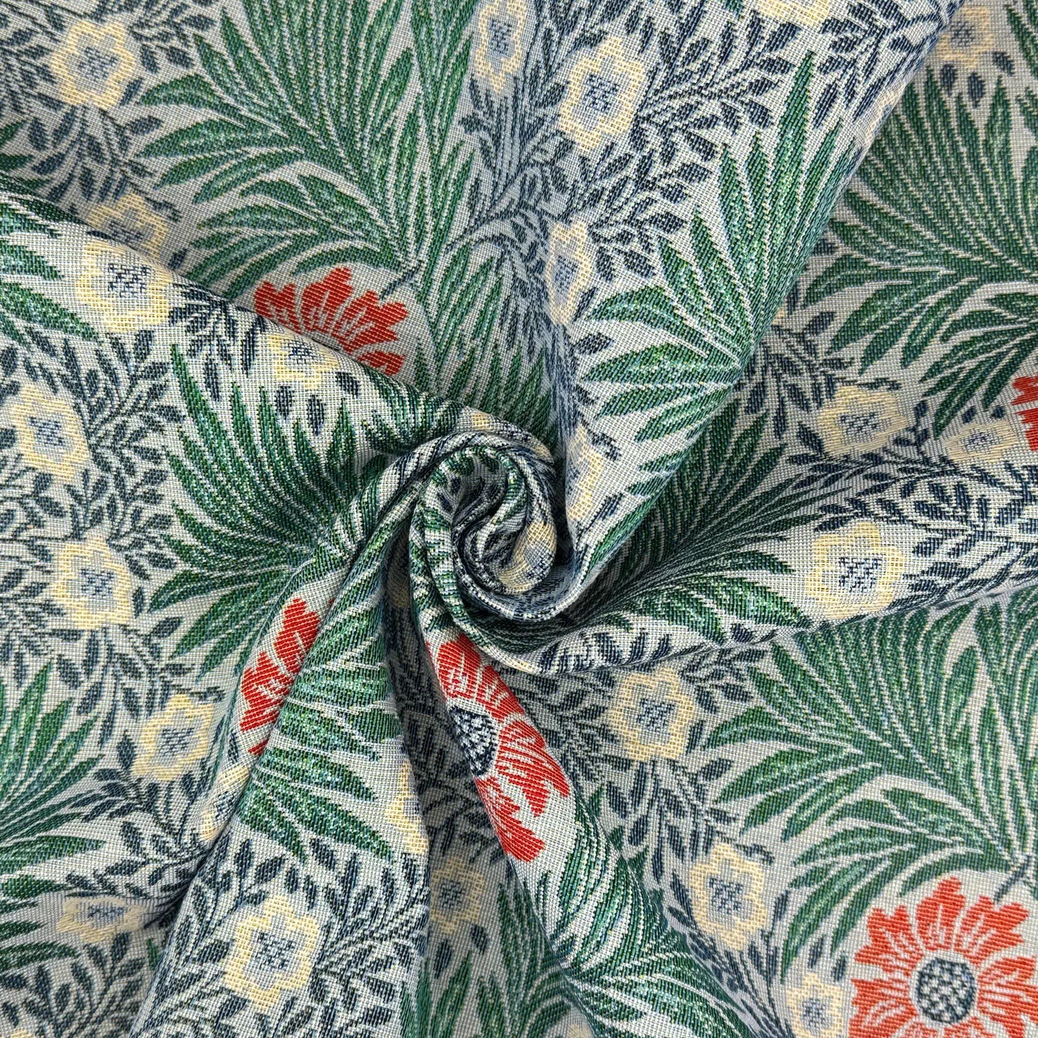 William Morris Tapestry Fabric – Luxury Cotton Rich Side-Matching 55" (140cm) Wide – 15M Roll