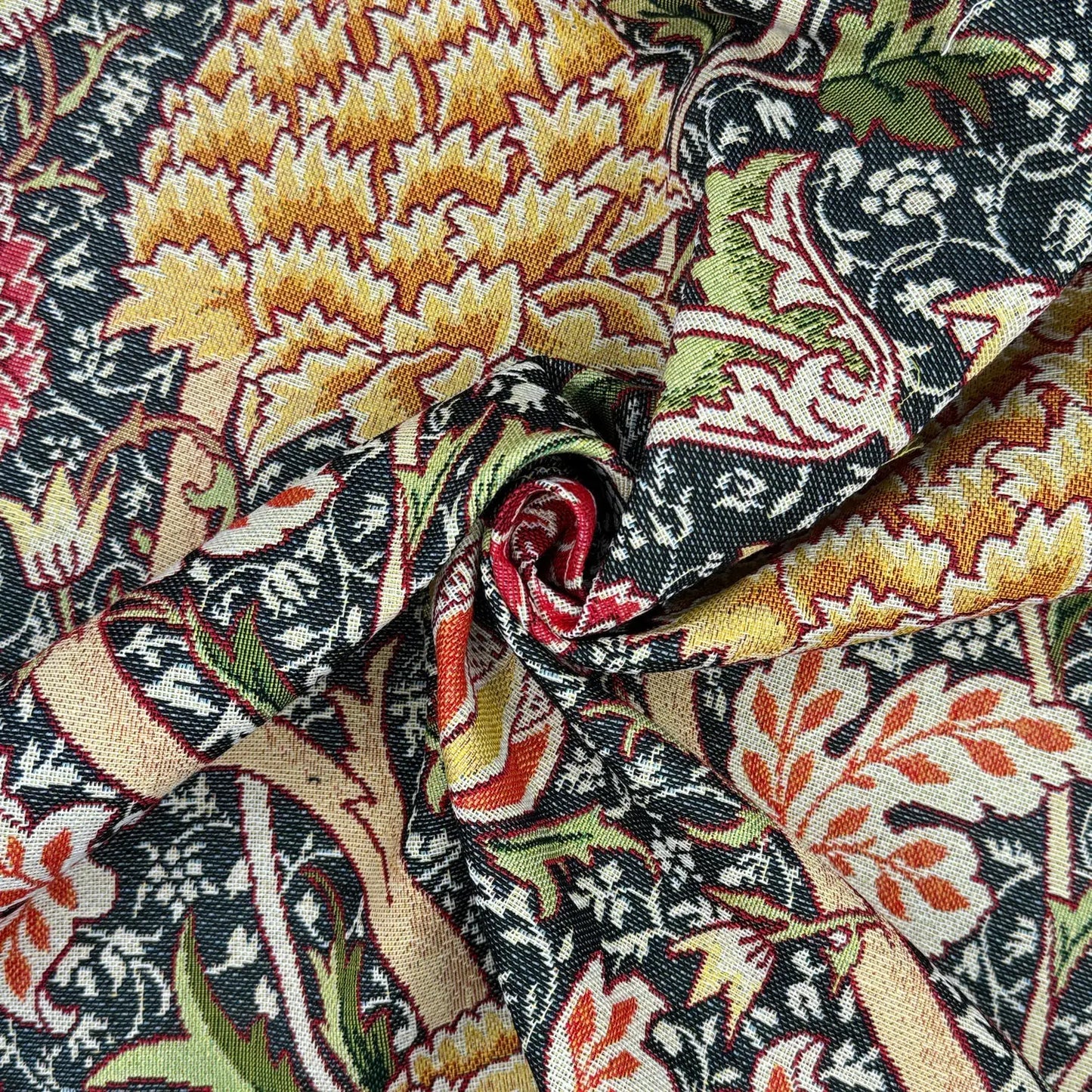 William Morris Tapestry Fabric – Luxury Cotton Rich Side-Matching 55" (140cm) Wide – 15M Roll
