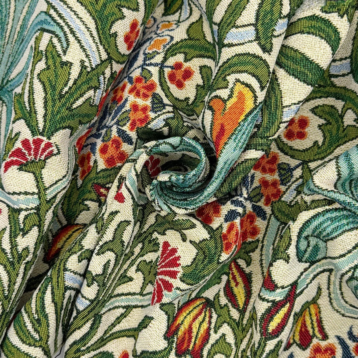 William Morris Tapestry Fabric – Luxury Cotton Rich Side-Matching 55" (140cm) Wide – 15M Roll