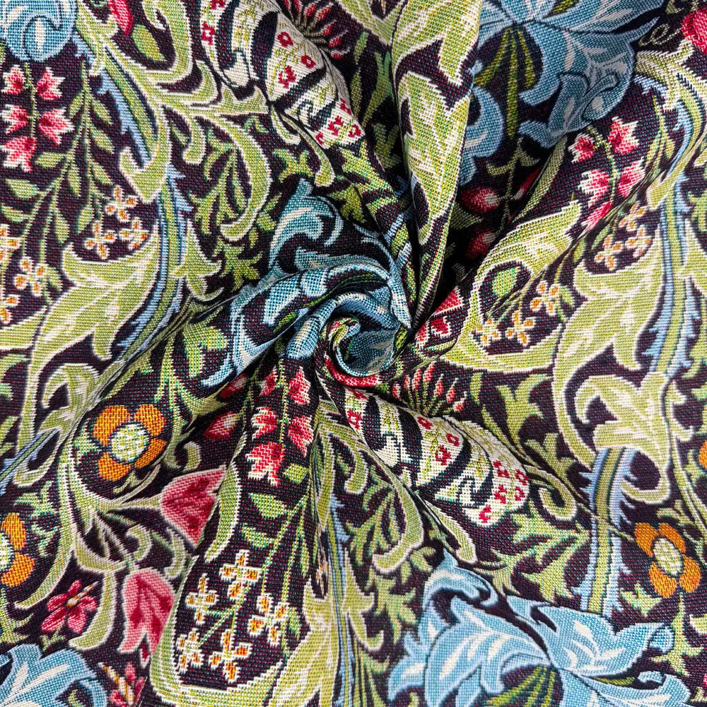 William Morris Tapestry Fabric – Luxury Cotton Rich Side-Matching 55" (140cm) Wide – 15M Roll