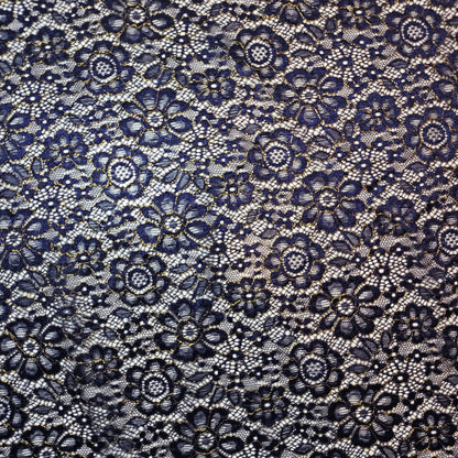 Floral Bridal Lace Fabric – 58" Wide Polyester Mesh & Elastane Blend Dress Material by the Meter