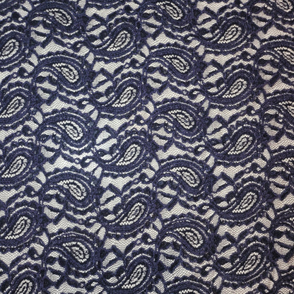 Floral Bridal Lace Fabric – 58" Wide Polyester Mesh & Elastane Blend Dress Material by the Meter