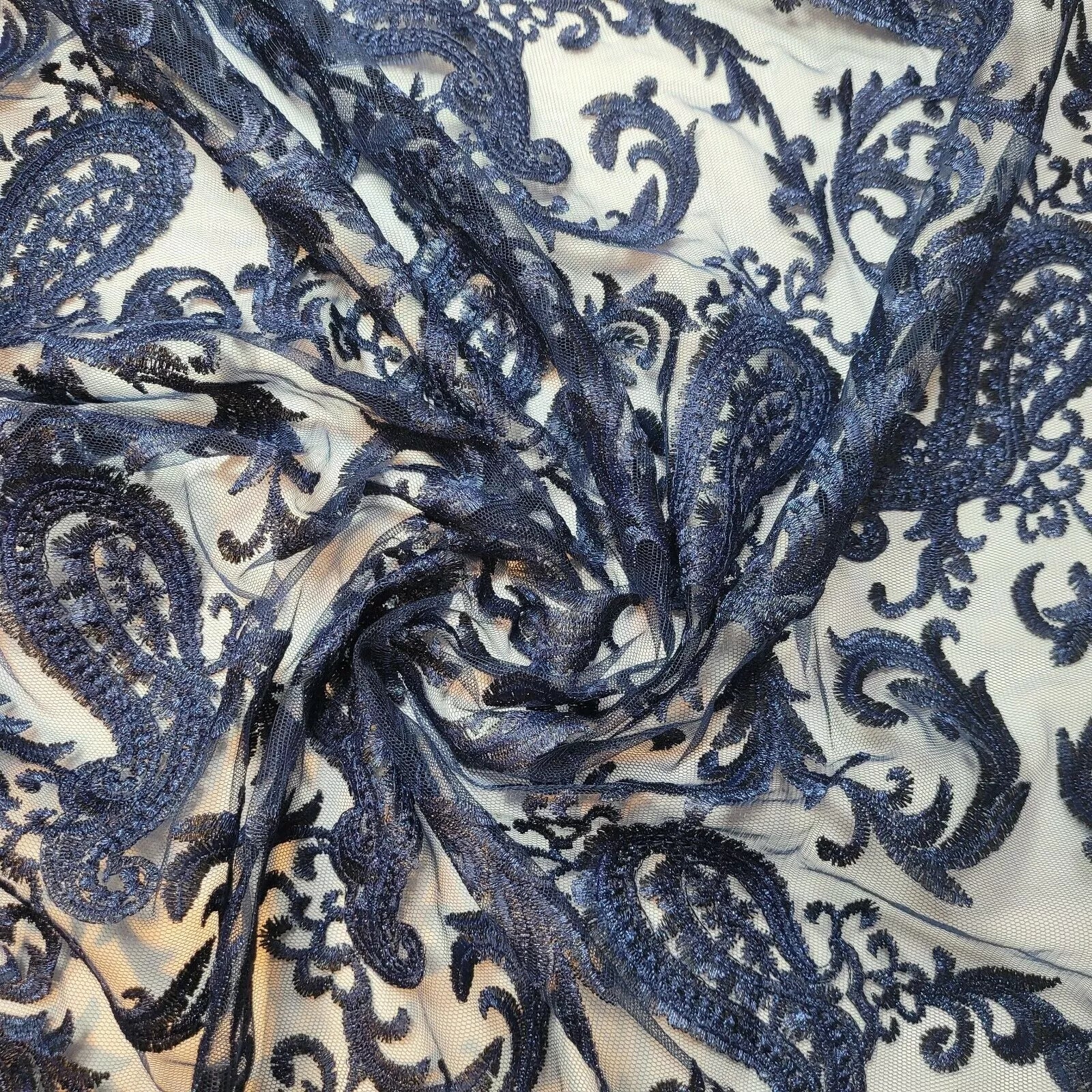 Paisley Embroidered Mesh Net Fabric – 58