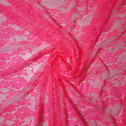 Floral Bridal Lace Fabric – 58" Wide Polyester Mesh & Elastane Blend Dress Material by the Meter