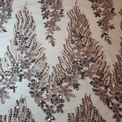 Premium Mesh Net Fabric – 58" Wide Floral Diamante Embroidery Dress & Craft Material