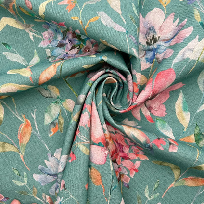 Recycled Cotton Organic Linen Printed Fabric | Sustainable 55" (140cm) Wide 243gsm Dressmaking & Home Décor Material – Sold by the Meter