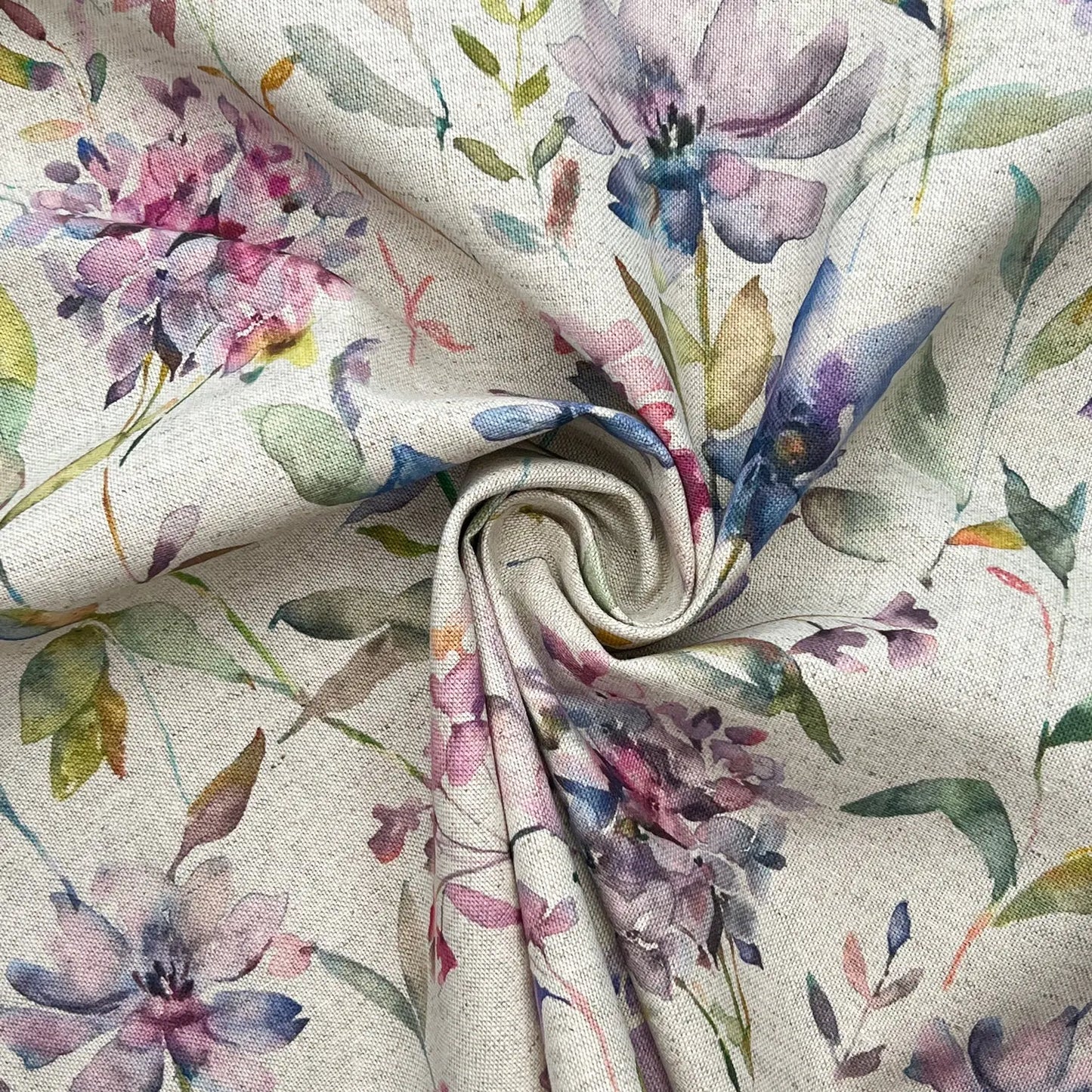 Recycled Cotton Organic Linen Printed Fabric | Sustainable 55" (140cm) Wide 243gsm Dressmaking & Home Décor Material – Sold by the Meter