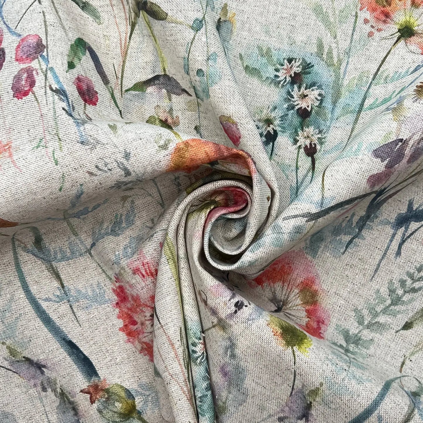 Recycled Cotton Organic Linen Printed Fabric | Sustainable 55" (140cm) Wide 243gsm Dressmaking & Home Décor Material – Sold by the Meter