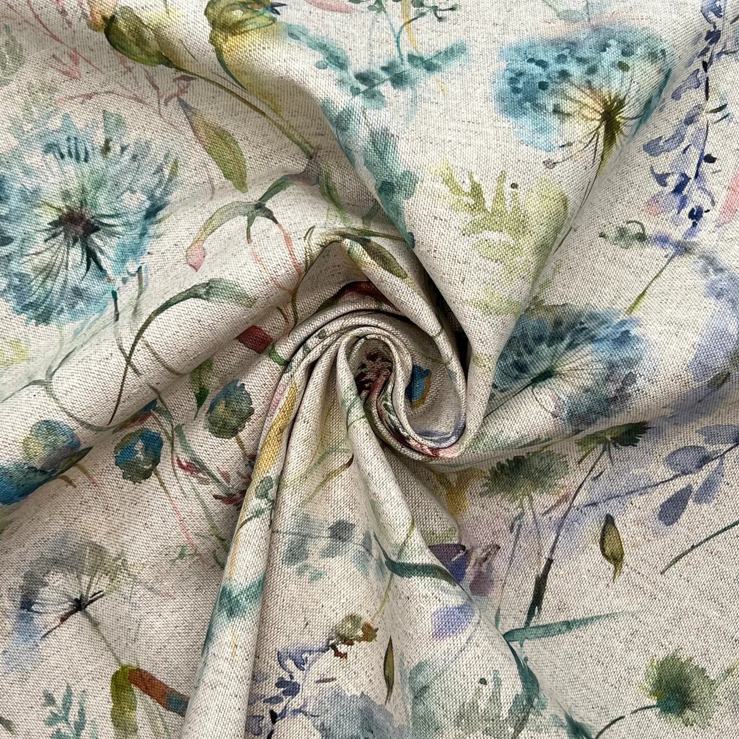 Recycled Cotton Organic Linen Printed Fabric | Sustainable 55" (140cm) Wide 243gsm Dressmaking & Home Décor Material – Sold by the Meter