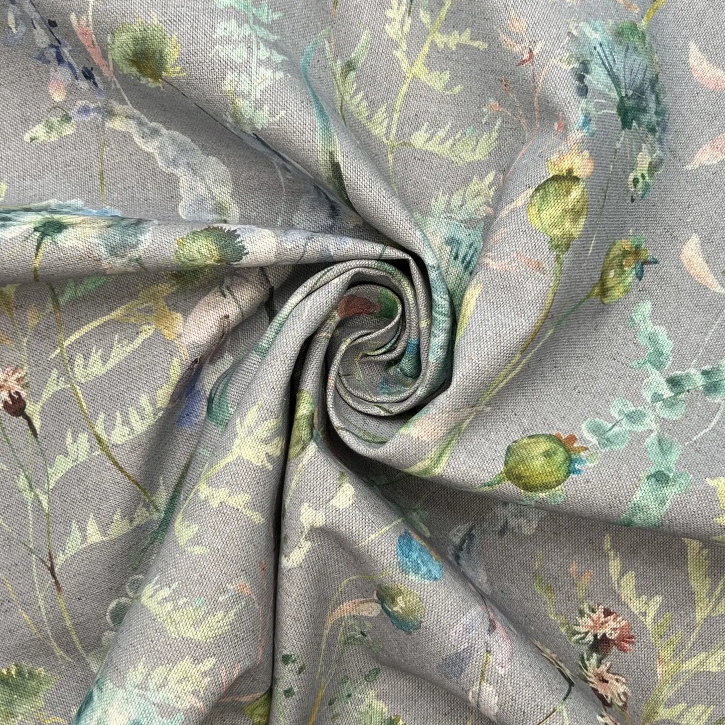 Recycled Cotton Organic Linen Printed Fabric | Sustainable 55" (140cm) Wide 243gsm Dressmaking & Home Décor Material – Sold by the Meter
