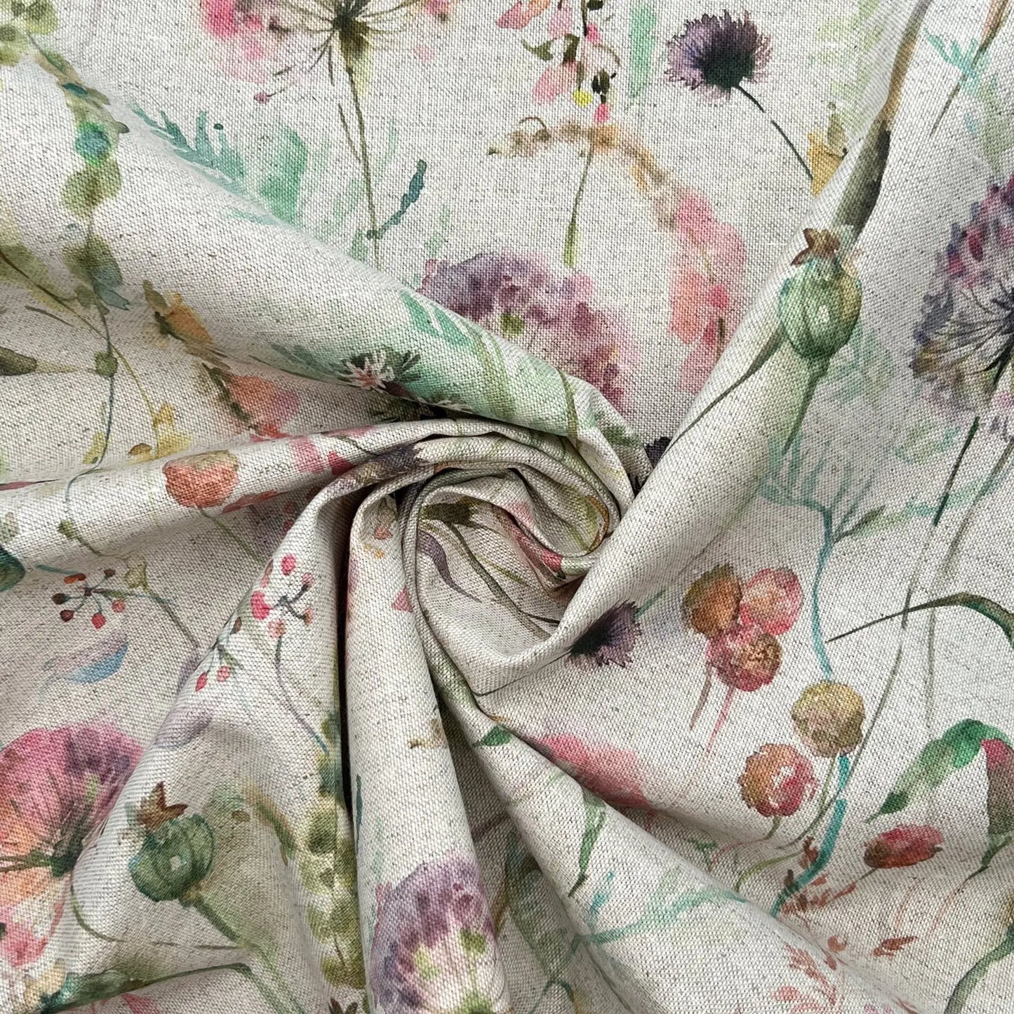 Recycled Cotton Organic Linen Printed Fabric | Sustainable 55" (140cm) Wide 243gsm Dressmaking & Home Décor Material – Sold by the Meter