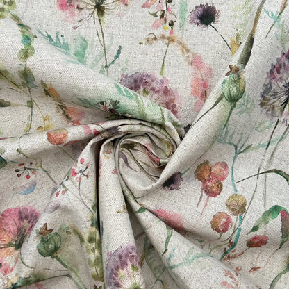 Recycled Cotton Organic Linen Printed Fabric | Sustainable 55" (140cm) Wide 243gsm Dressmaking & Home Décor Material – Sold by the Meter