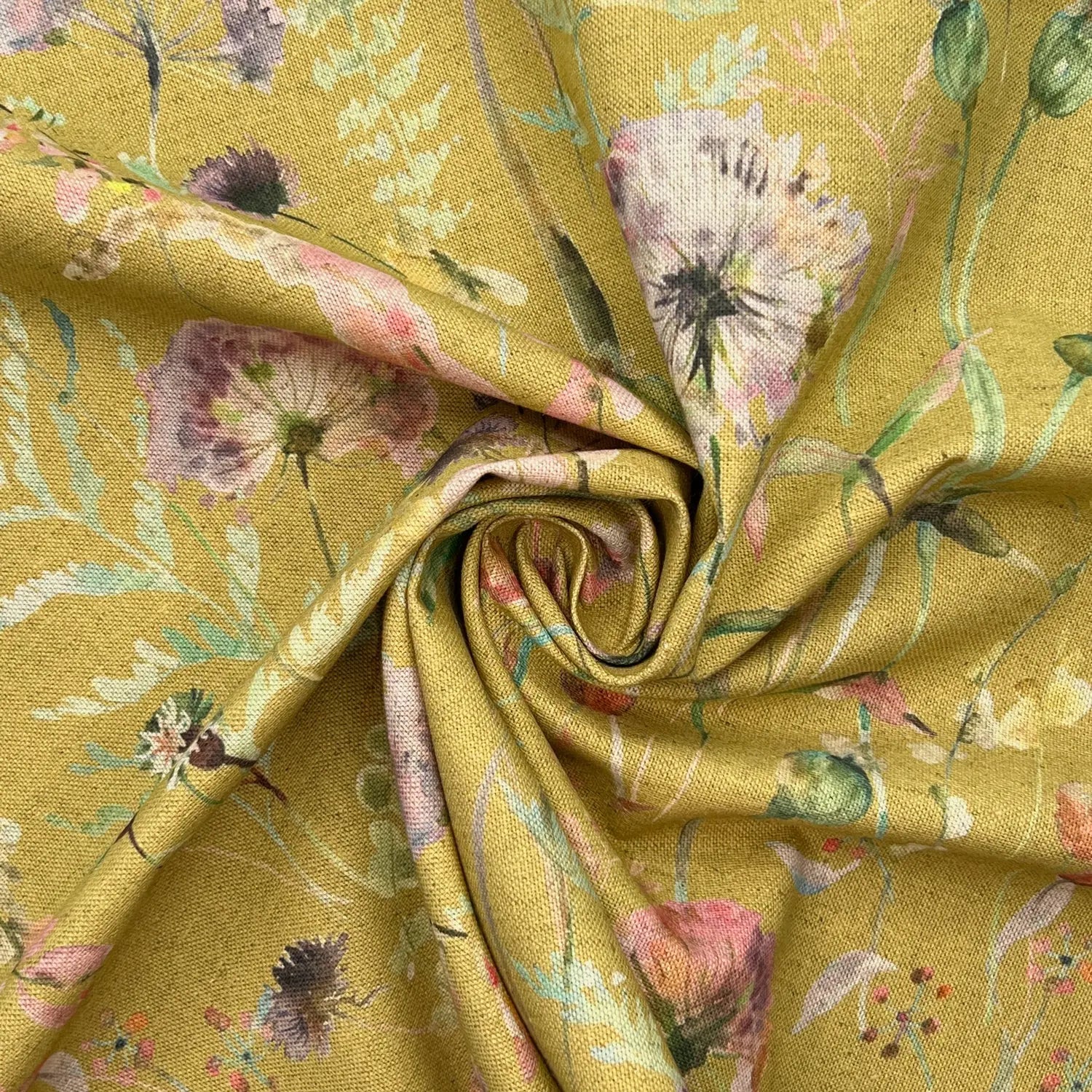 Recycled Cotton Organic Linen Printed Fabric | Sustainable 55" (140cm) Wide 243gsm Dressmaking & Home Décor Material – Sold by the Meter