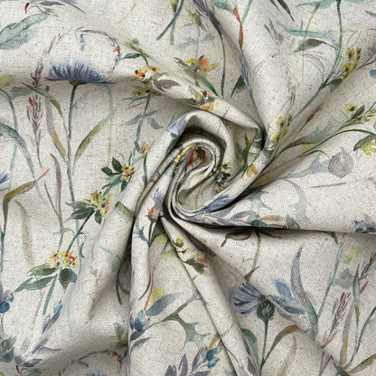 Recycled Cotton Organic Linen Printed Fabric | Sustainable 55" (140cm) Wide 243gsm Dressmaking & Home Décor Material – Sold by the Meter