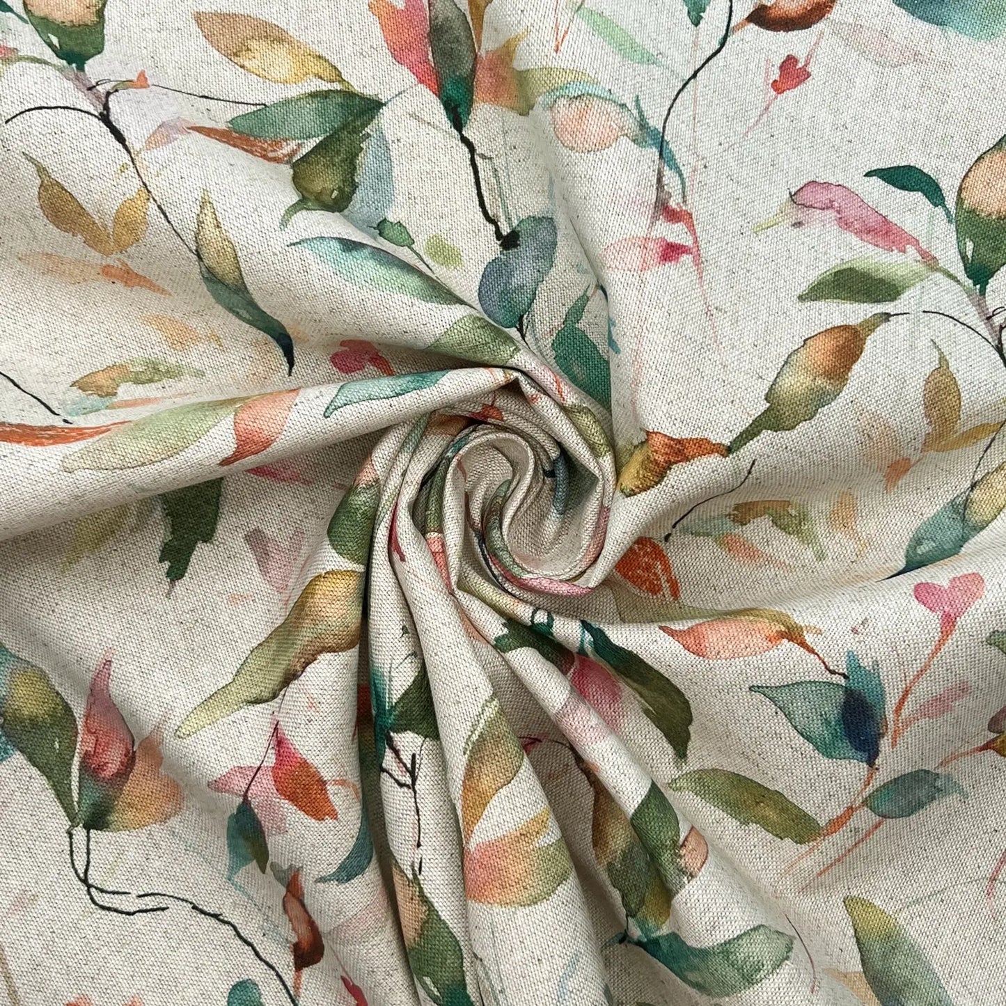 Recycled Cotton Organic Linen Printed Fabric | Sustainable 55" (140cm) Wide 243gsm Dressmaking & Home Décor Material – Sold by the Meter