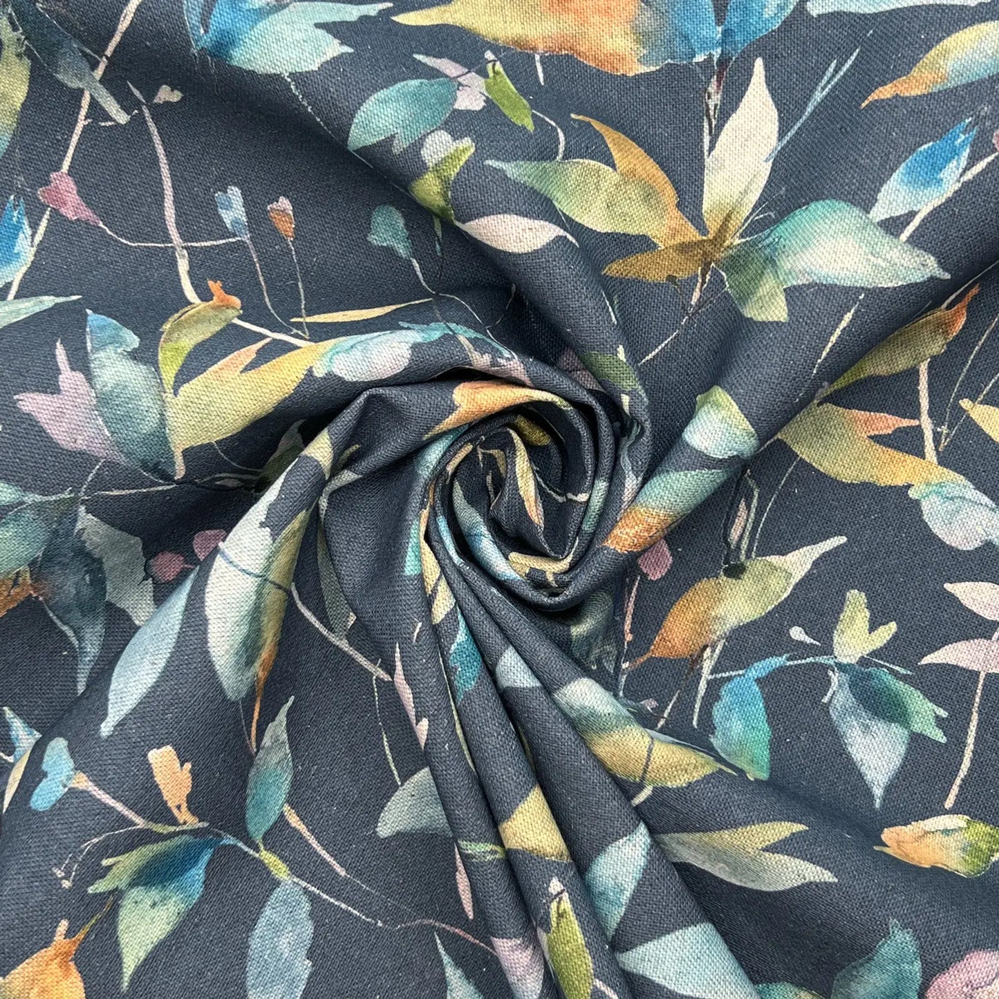 Recycled Cotton Organic Linen Printed Fabric | Sustainable 55" (140cm) Wide 243gsm Dressmaking & Home Décor Material – Sold by the Meter