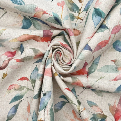 Recycled Cotton Organic Linen Printed Fabric | Sustainable 55" (140cm) Wide 243gsm Dressmaking & Home Décor Material – Sold by the Meter