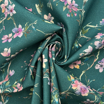 Recycled Cotton Organic Linen Printed Fabric | Sustainable 55" (140cm) Wide 243gsm Dressmaking & Home Décor Material – Sold by the Meter