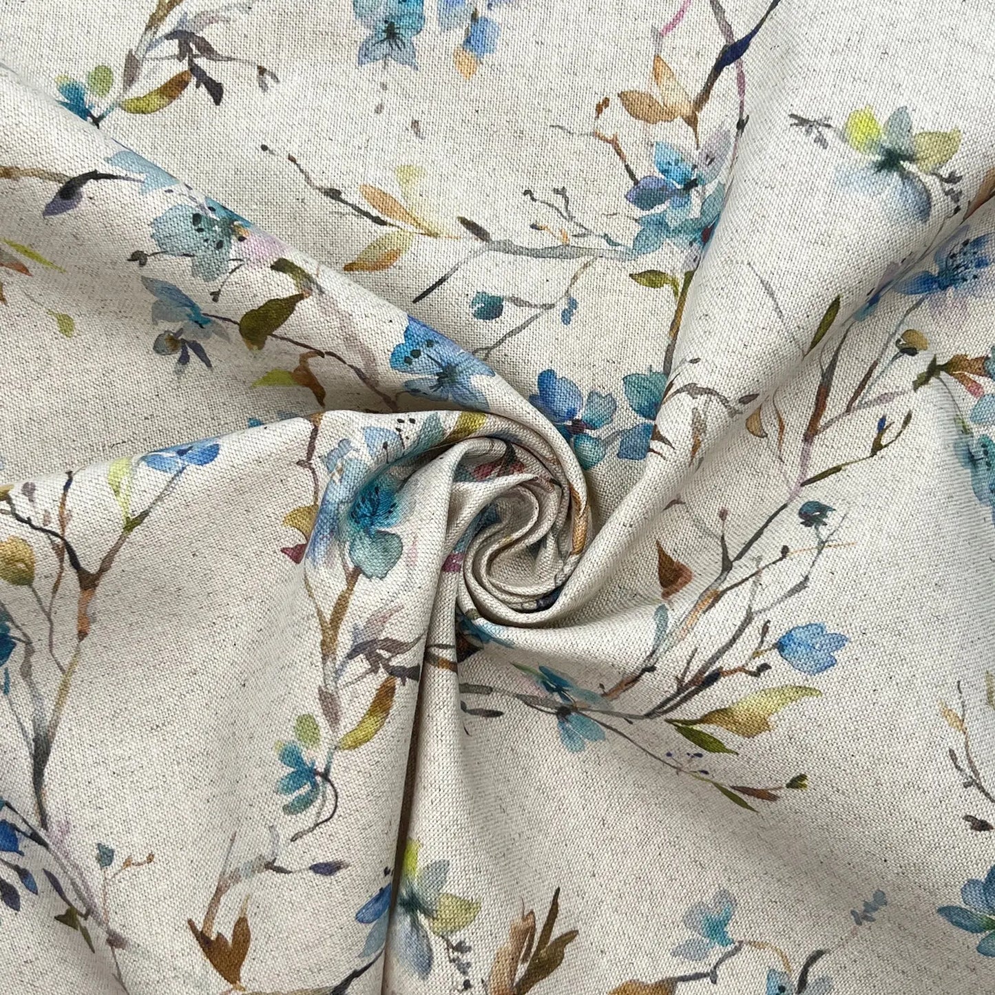 Recycled Cotton Organic Linen Printed Fabric | Sustainable 55" (140cm) Wide 243gsm Dressmaking & Home Décor Material – Sold by the Meter