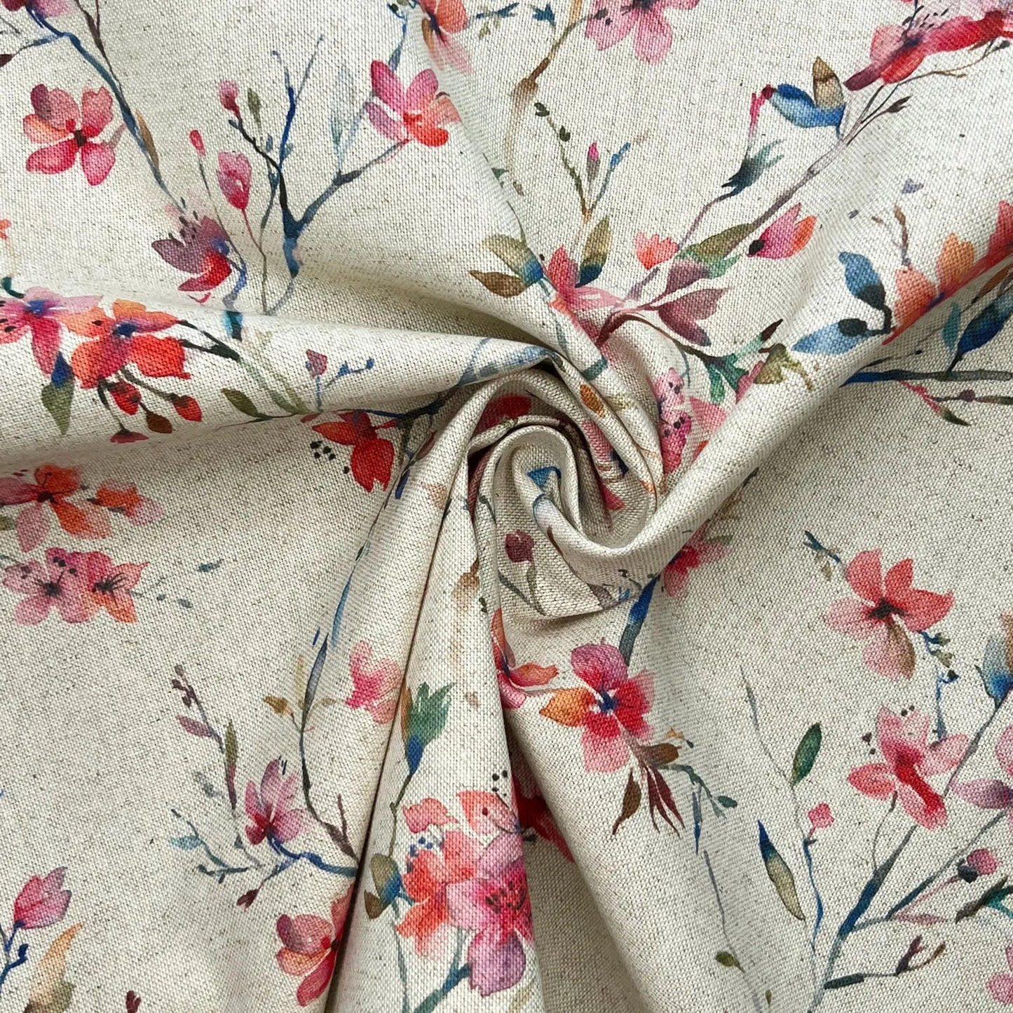 Recycled Cotton Organic Linen Printed Fabric | Sustainable 55" (140cm) Wide 243gsm Dressmaking & Home Décor Material – Sold by the Meter