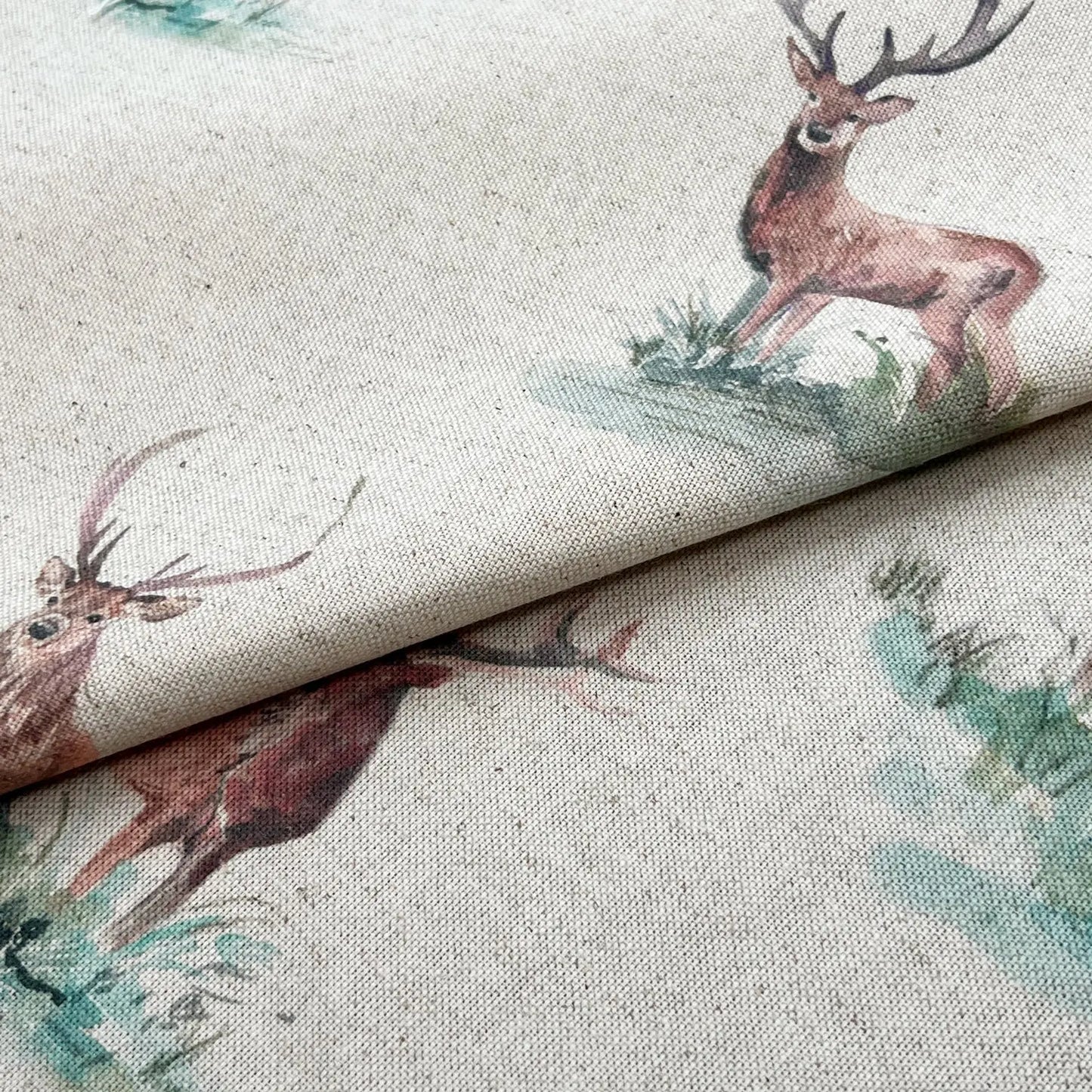 Recycled Cotton Organic Linen Printed Fabric | Sustainable 55" (140cm) Wide 243gsm Dressmaking & Home Décor Material – Sold by the Meter